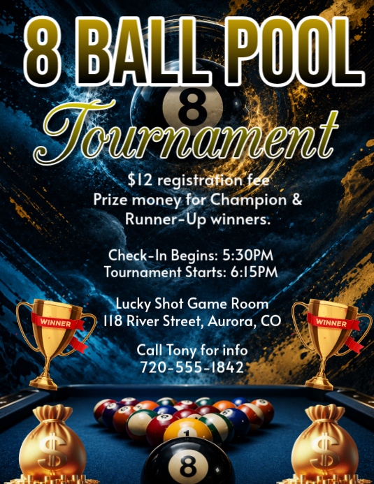 8 Ball Pool Tournament Flyers Template | PosterMyWall