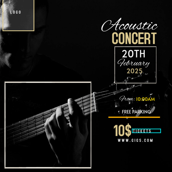Black Maximalist Acoustic Concert Instagram Post template