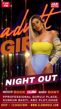 Black Maximalist Adult Girls Night Out Party Digital Display (9:16) template