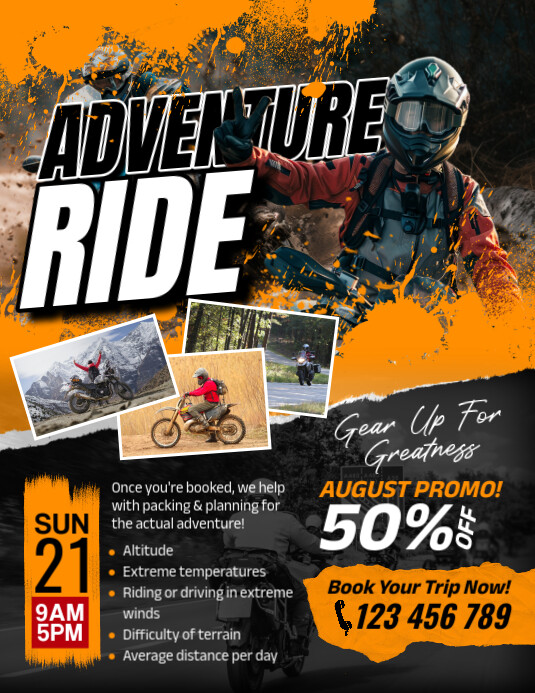 All Ride Flyer Black Maximalist Adventure Ride Flyer (us Letter) Template | PosterMyWall