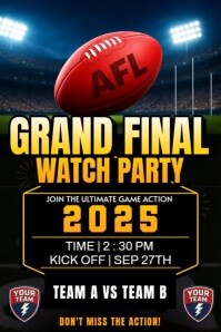 Black Sports Watch Party Poster Template