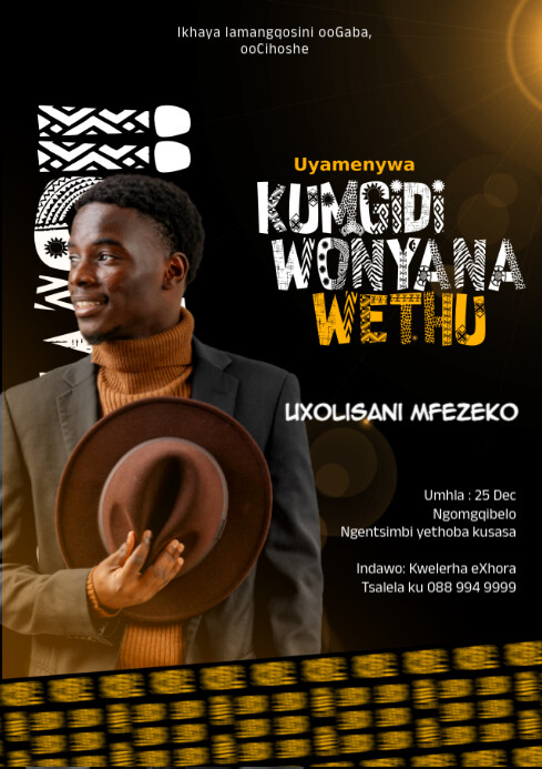 Black Maximalist African Cultural Umgidi Xhosa Template Poster A4 ...