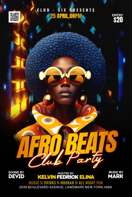 Afro Beats Club Party Posters Template | PosterMyWall