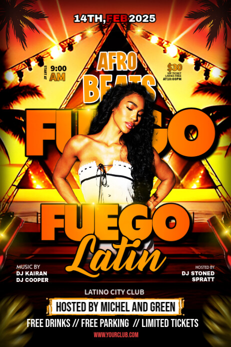 Black Maximalist Afro Beats Latin Banner 4' × 6' Banier 4’×6’ template