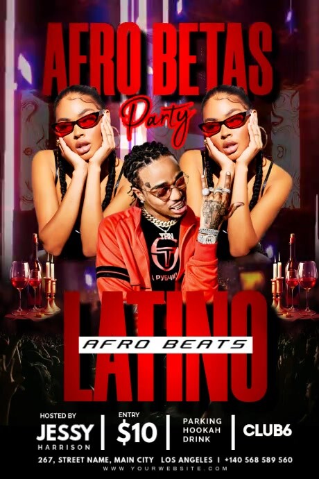 Black Maximalist Afro Beats Latin Party Banner 4' × 6' Banier 4’×6’ template