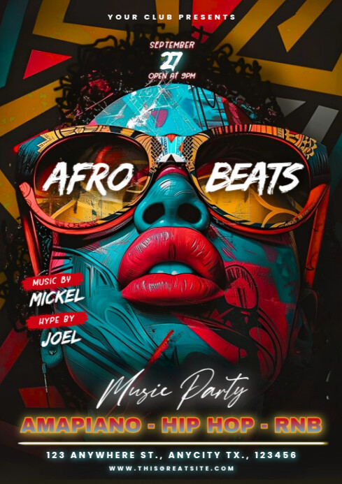 Copy of Black Maximalist Afro Beats Night Partz A4 | PosterMyWall