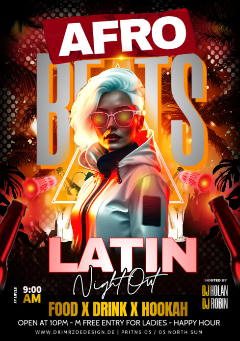 Black Maximalist Afro Beats Party A4 Template | PosterMyWall