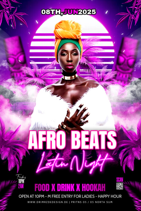 Copy of Black Maximalist Afro Beats Party Banner 4' × 6' | PosterMyWall