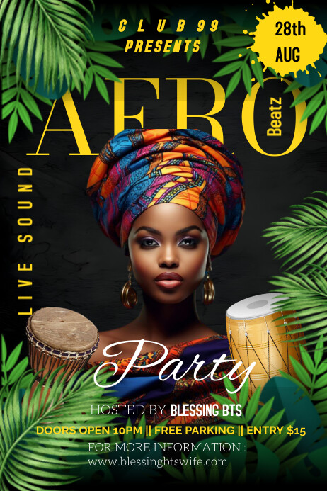 Plantilla de Black Maximalist Afro Beats Party Flyer Post | PosterMyWall