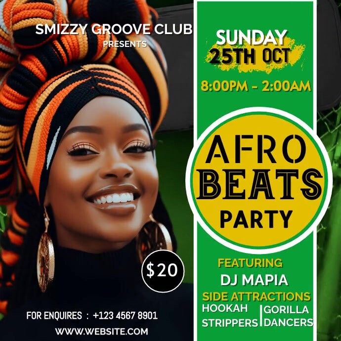 Copy of Black Maximalist Afro Beats Party Instagram | PosterMyWall
