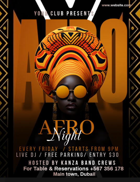Plantilla de Black Maximalist Afro Night Flyer (us Letter) | PosterMyWall