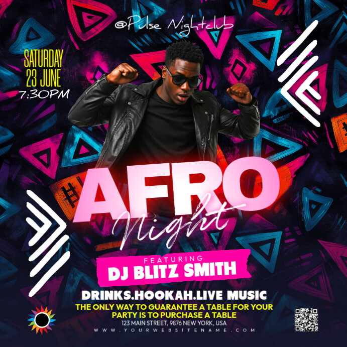 Black Maximalist Afro Night Instagram Post template