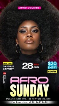 Black Maximalist Afro Sunday Party  Digital Display (9:16) template