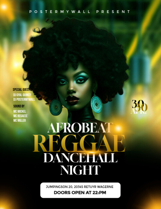 Copy of Black Maximalist Afrobeat Reggae Party Poster Flyer (us Letter ...