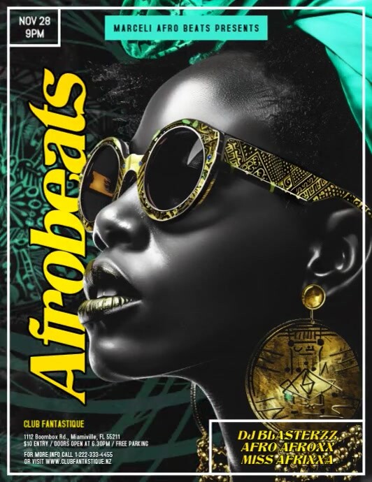 Copy of Black Maximalist Afrobeats Party Flyer Template | PosterMyWall
