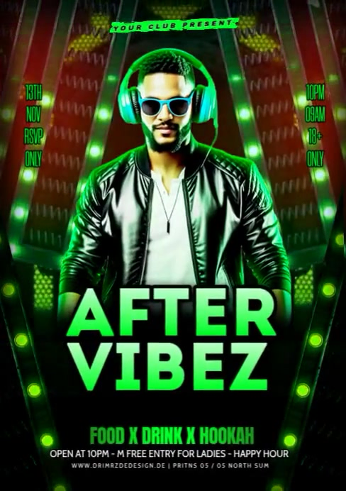 Black Maximalist After Vibes Party Flyer A4 template