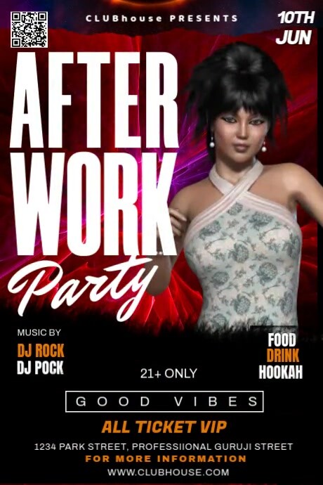 Black Maximalist After Work Night Party Poster Cartaz template