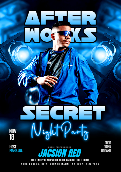 Black Maximalist After Work Party A4 template