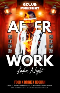 Black Maximalist After Work Party Flyer  Half Page Wide Halv side bred template
