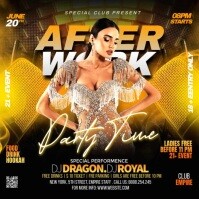 Black Maximalist After Work Party Time Creative Flyer Square (1:1) template