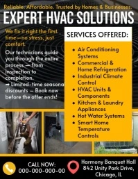 Black Maximalist Air Conditioning Hvac Social Media Ad Hvac Se Flyer (us Letter) template