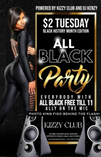 Black Maximalist All Black Party Half Page Wide template