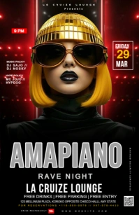 Black Maximalist Amapiano Rave Night  Half Page Wide template