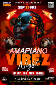 Black Maximalist Amapiano Vibes Night Party Flyer Banner 4' × 6' template