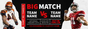 Black Maximalist American Football Match Ticket Twitter Banner Twitter-Kopfzeile template