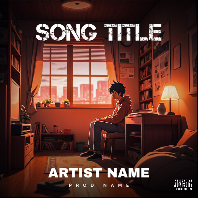 Black Maximalist Anime Boy Room Album Cover Okładka albumu template