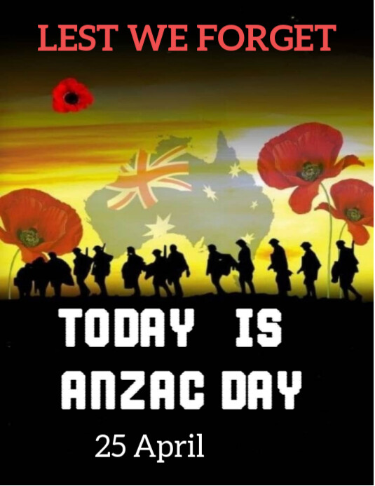 Black Maximalist Anzac Day  Flyer (us Letter) template