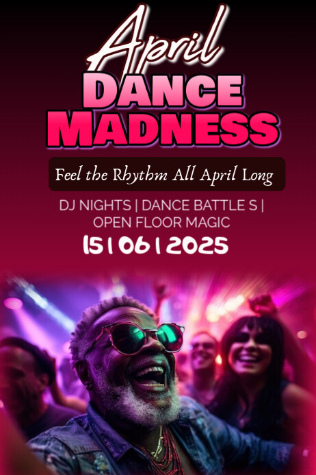 Black Maximalist April Dance Madness Poster Plakkaat template