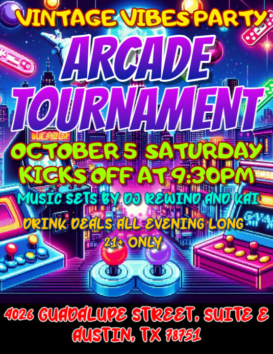 Black Maximalist  Arcade Game Competition Flyer  Flyer (us Letter) template