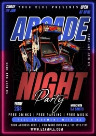 Black Maximalist Arcade Night Party A2 template