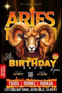 Black Maximalist Aries Zodiac Birthday Poster Affiche template
