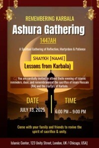 Black Maximalist Ashura Gathering Invitation  Poster template