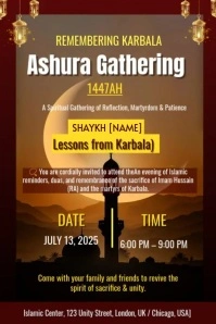 Black Maximalist Ashura Gathering Invitation  Poster template