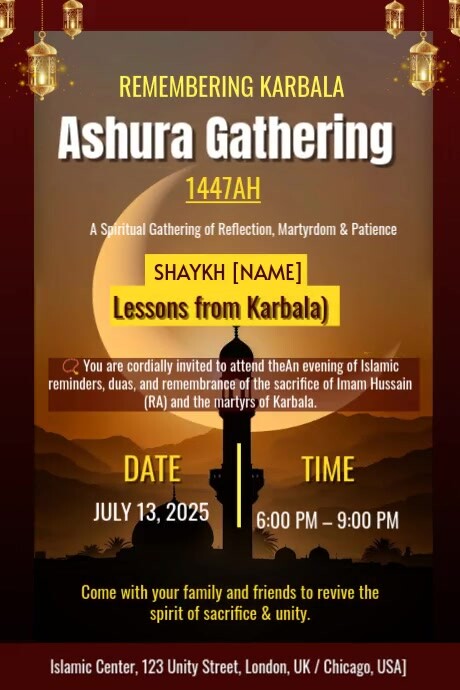 Black Maximalist Ashura Gathering Invitation  Poster Cartaz template