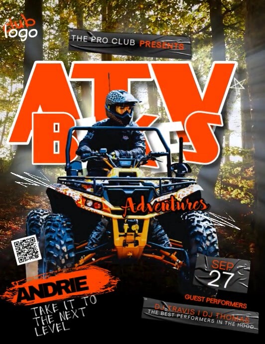 Black Maximalist Atv Bikes Adventures Flyer ( Ulotka (US Letter) template