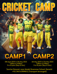 Black Maximalist Australia Cricket Camp Flyer  Flyer (us Letter) template