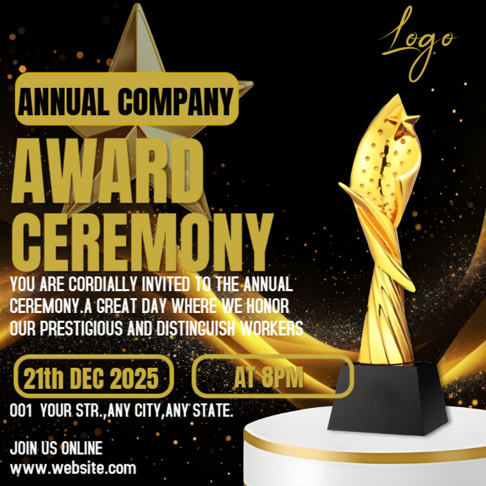 Black Maximalist Award Night Invitation Instagram Post Template ...