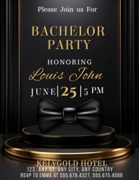 Black Maximalist Bachelor Party Flyer (us Letter) template