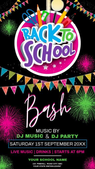 Black Maximalist Back To School Bash Invite Instagram Story template