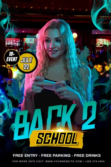 Black Maximalist Back To School Party Sky Blu Plakkaat template