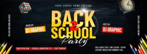 Black Back to School Party Portada de Facebook Template
