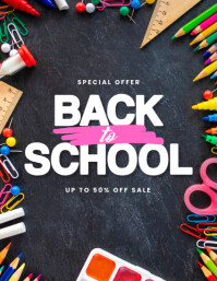Черный Back to School Sale Pamflet Template