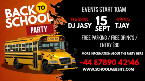Sort Back to School Party Coverfoto til YouTube-kanal Template