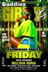 Black Maximalist Baddies Girls Friday Night Party Poster template