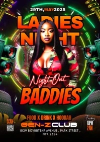 Black Maximalist Baddies Night A6 template