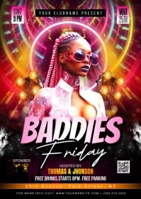 Black Maximalist Baddies Night Party Flyer A6 template